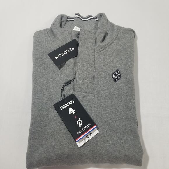Peloton x Fourlaps Sweatshirt Mens Large Pullover Grey Rush 1/4 Zip Reflective - Picture 2 of 15